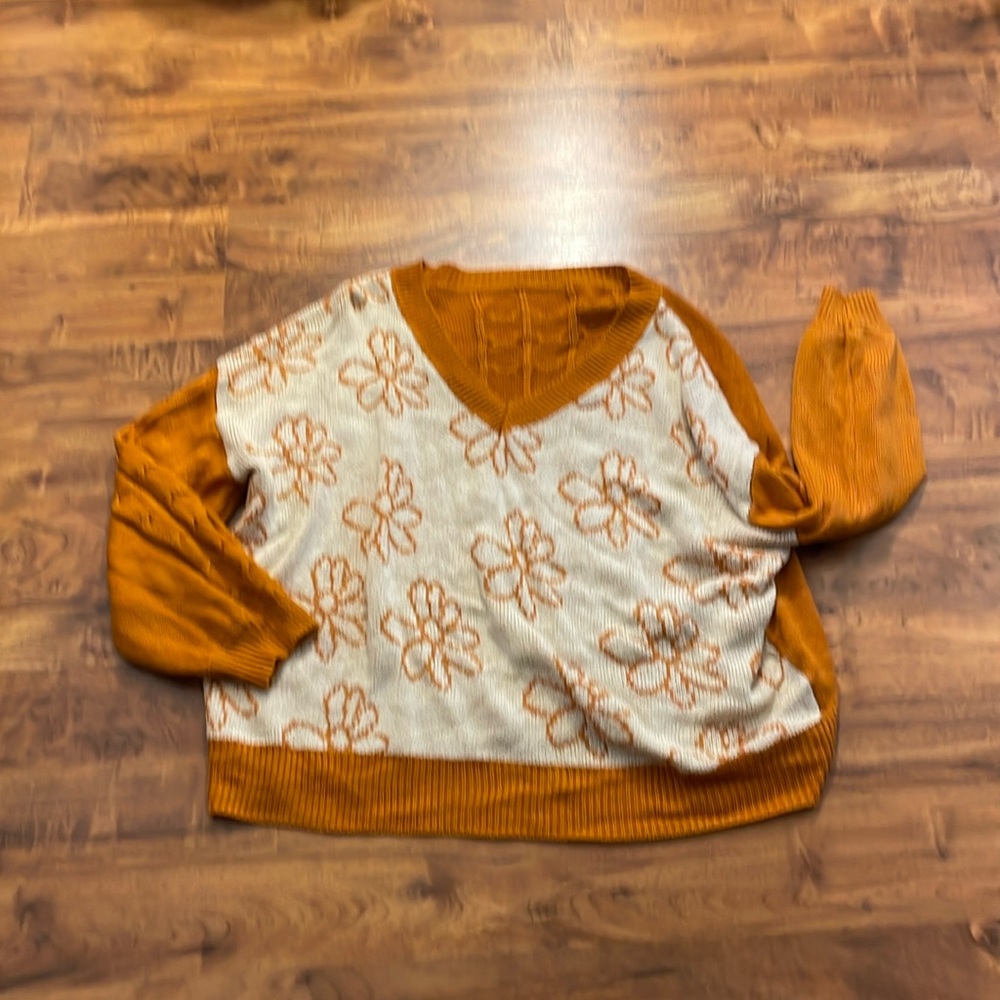Ladies Funky Flowery Color-block Sweater